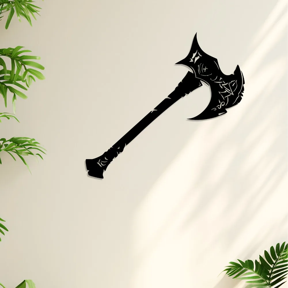 Warrior Axe and Arrow Metal Wall Art - Battle Theme Statue Mural for Lounge, Ideal Father's Day Gift for History Buffs