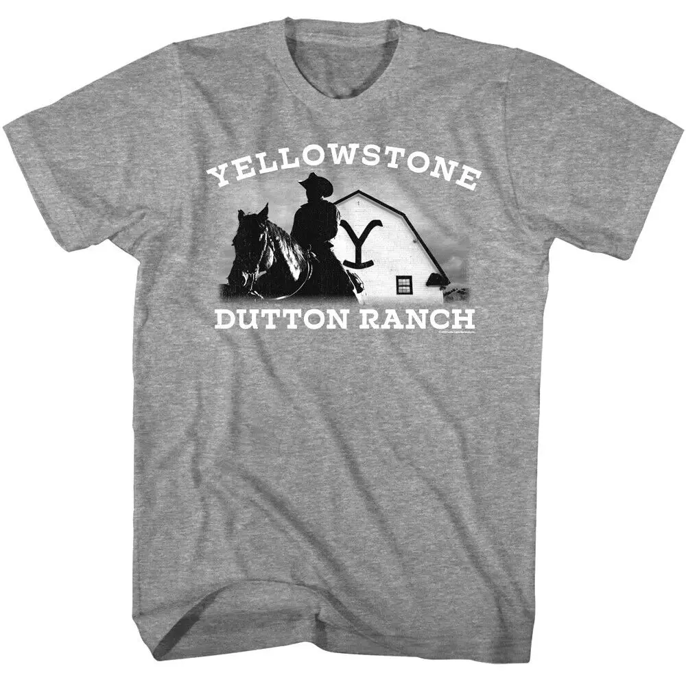 Yellowstone Iconic Locations Dutton Ranch Montana Men's T Shirt Cowboy Horseback