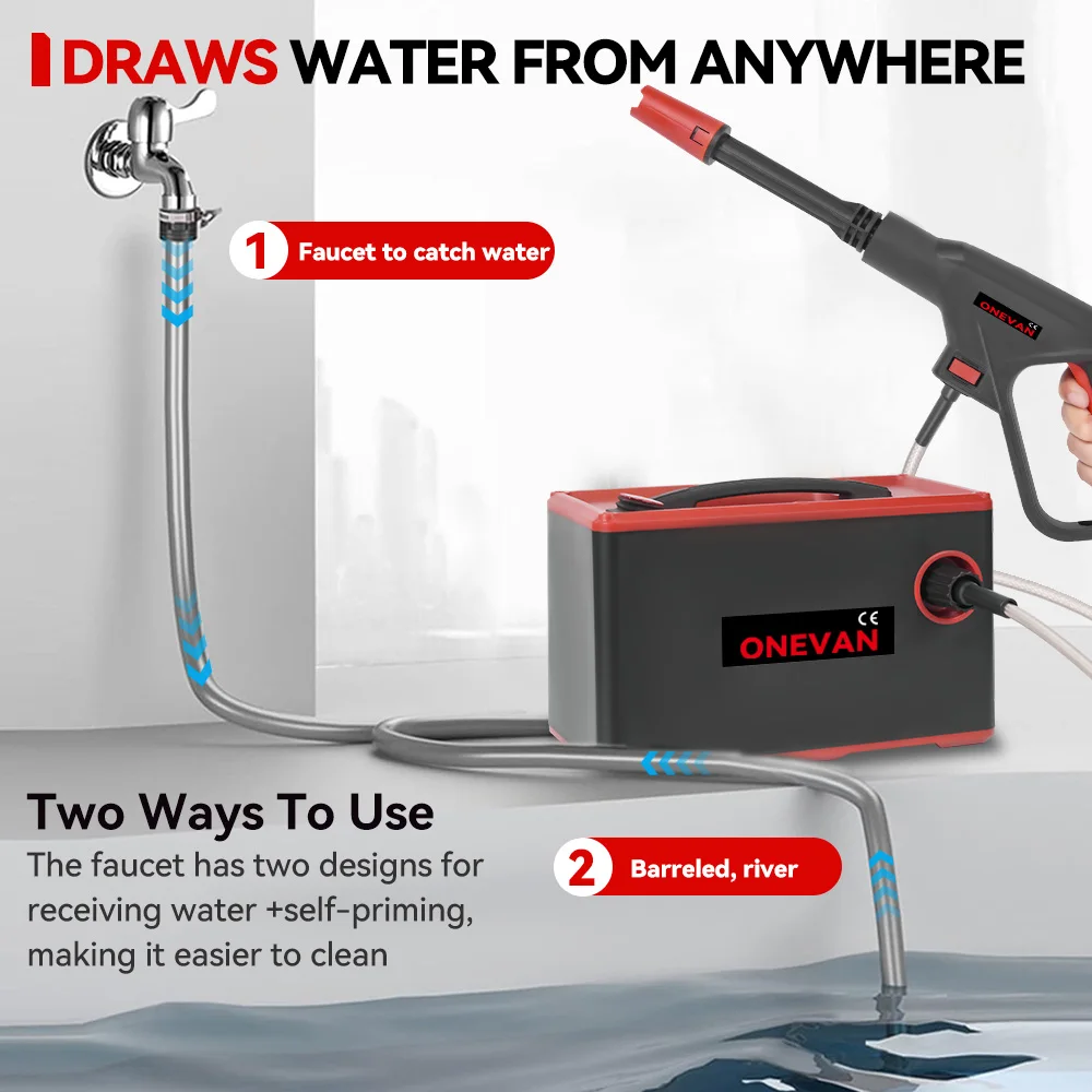 ONEVAN 4000W Elektrische Hochdruckreiniger 220Bar 2in1 Auto Waschen Leistungsstarke Garten Waschen Reinigung Werkzeug Für Makita 18V batterie Pin