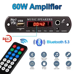 DC 12V Bluetooth 5.3 MP3 WMA APE płyta dekodera 60W wzmacniacz czasu 6.5MM Mic Jack USB TF Radio FM odtwarzacz Mp3