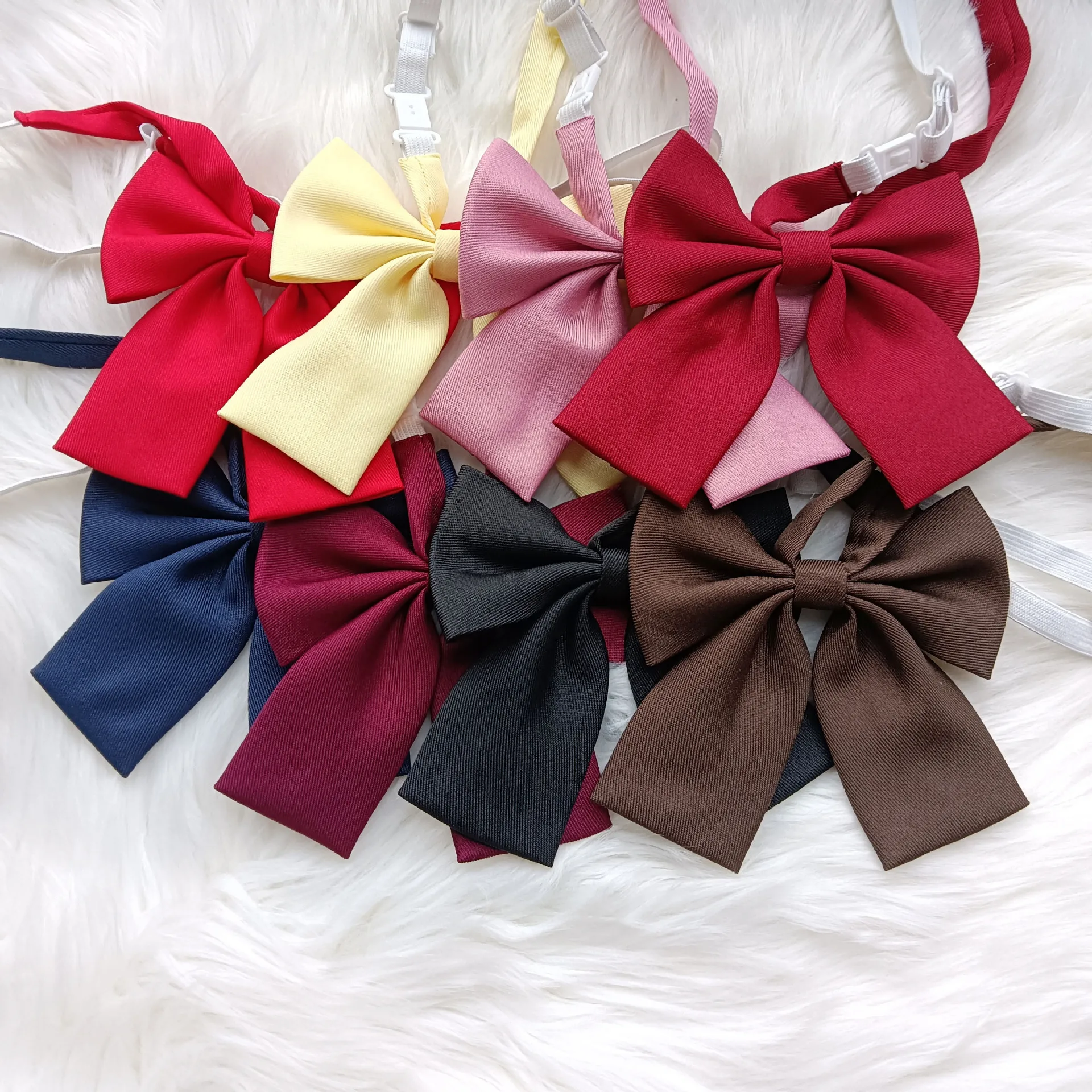 Lazy JK Small Necktie Bowtie For Student Basic Style School Uniform Classic Ties Solid Bow Ties Cravats Girls Red Bowties