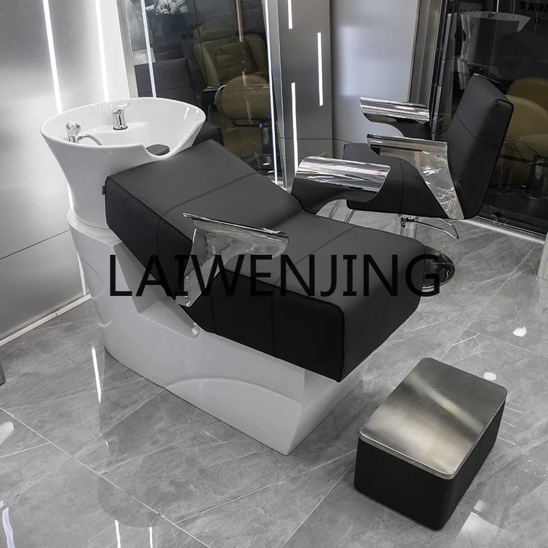 Hair Salon Shampoo Special Flushing Bed Haircut Thai Style Lying Completely Ceramic Basin Half Lying Factory Direct Sales