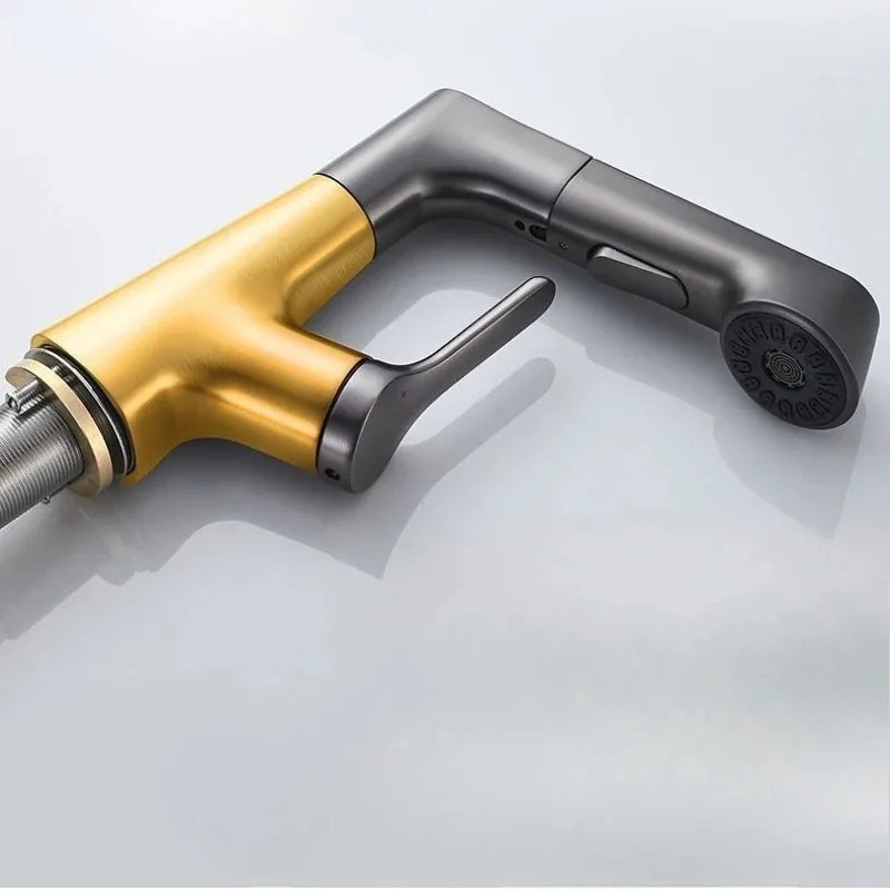 Белый смеситель, латунный бытовой выдвижной смеситель для горячей и холодной воды, смеситель для раковины в ванной комнате