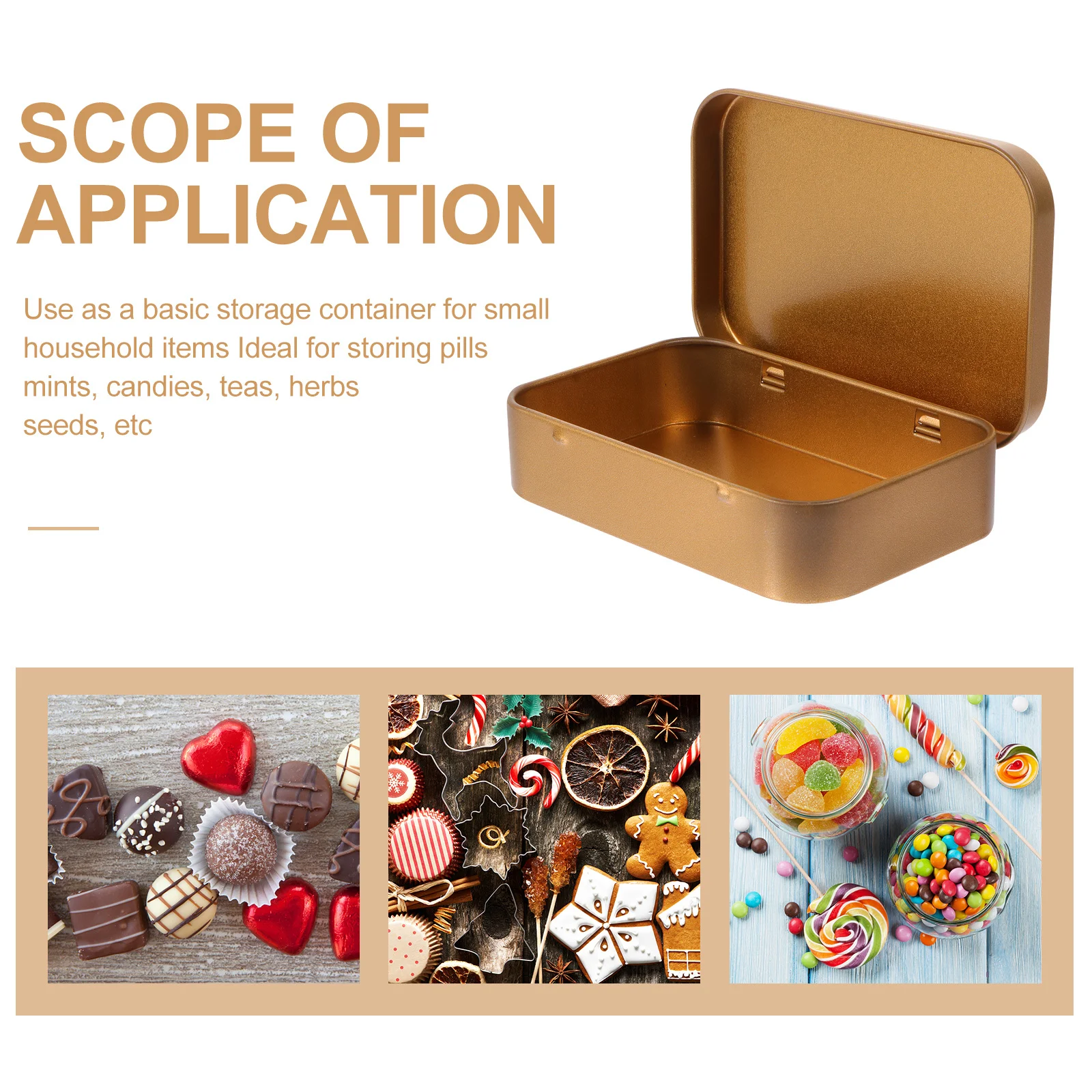 

2Pcs Tinplate Storage Boxes Sturdy Small Airtight Containers for Tea Buttons Candies Travel Storage Boxes Multi-Purpose