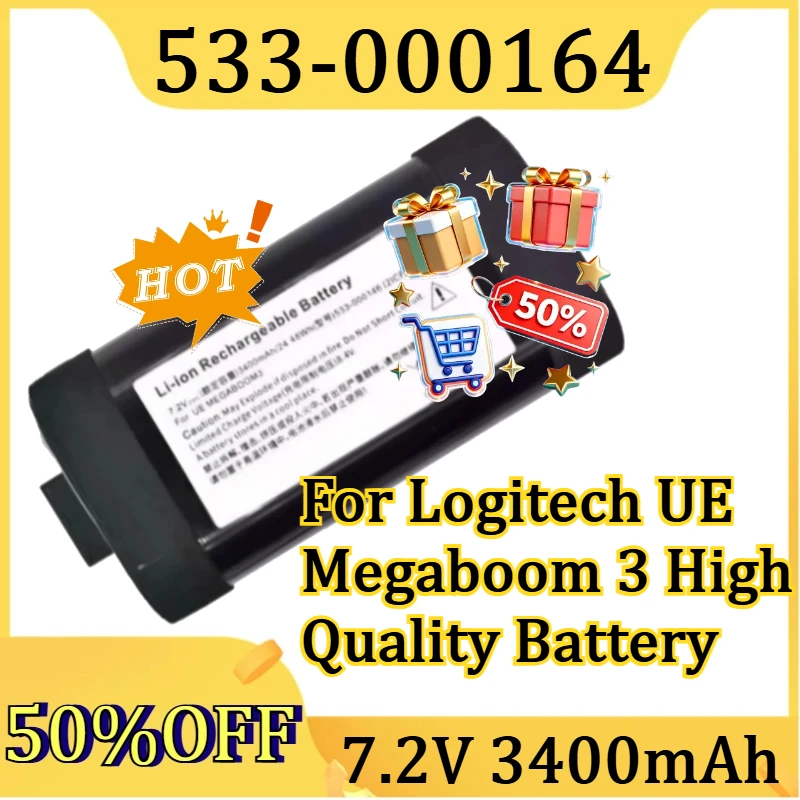 

3400mAh for Logitech UE Megaboom 3 High Quality Battery New 533-000164 7.2V 3400mAh Bluetooth Speaker Battery