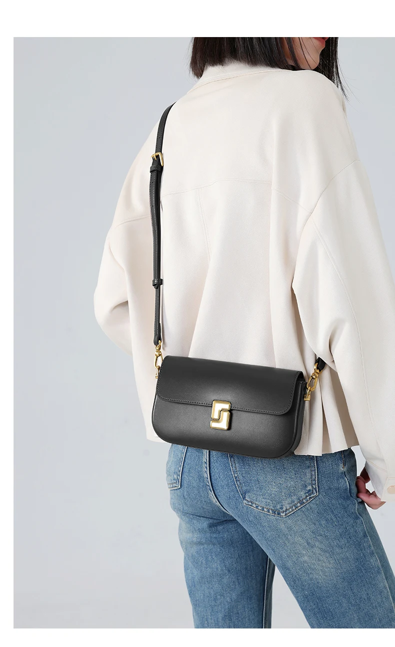 Women’s Split Leather Shoulder Bag Trend Brand Small Square Bags Luxury Designer Handbag Messenger Bag for Female