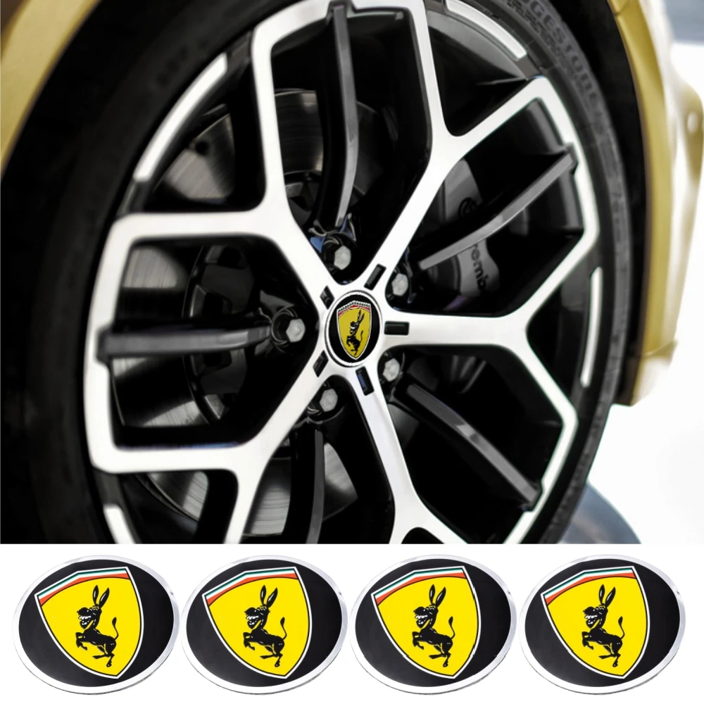 

4pcs/Set 56mm 65mmWheel Center Cover Emblem Logo Stickers Hub Cap Replacement Styling Accessorie for Ferrari Farah Donkey Badge