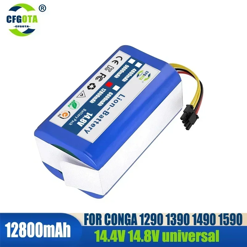 

New Upgrade14.8V 12800mAh Li-Ion Battery for Cecotec Conga 1290 1390 1490 1590 Genio deluxe 370 gutrend echo 520 Vacuum Cleaner