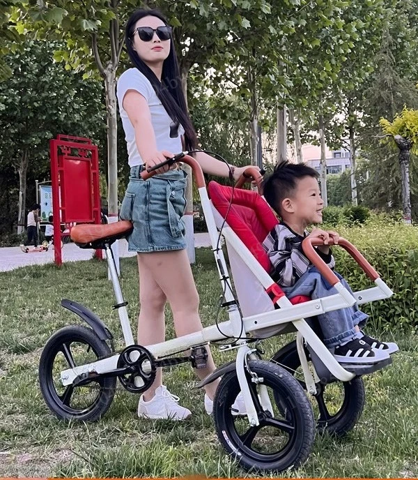 Portable travel cart control tricycle folding bicycle