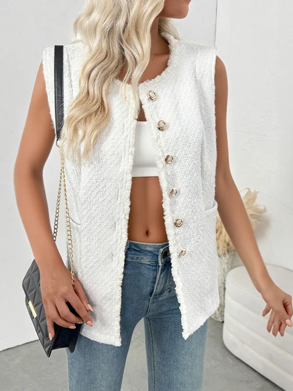 Ele Svel Open Cardigan Weste Damen Weiß Top Faionable Lady's Oberbekleidung Herbst 2025, Neuankömmling, Premium-Qualität