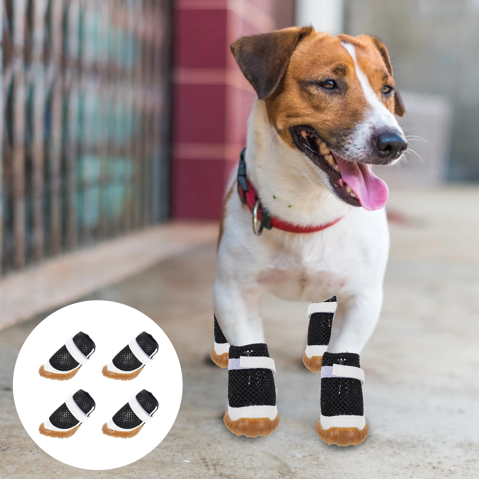 

4 Pcs Summer Pet Shoes Hollow Dog Breathable Boots Paw Mesh Small Dogs Accessories Rain