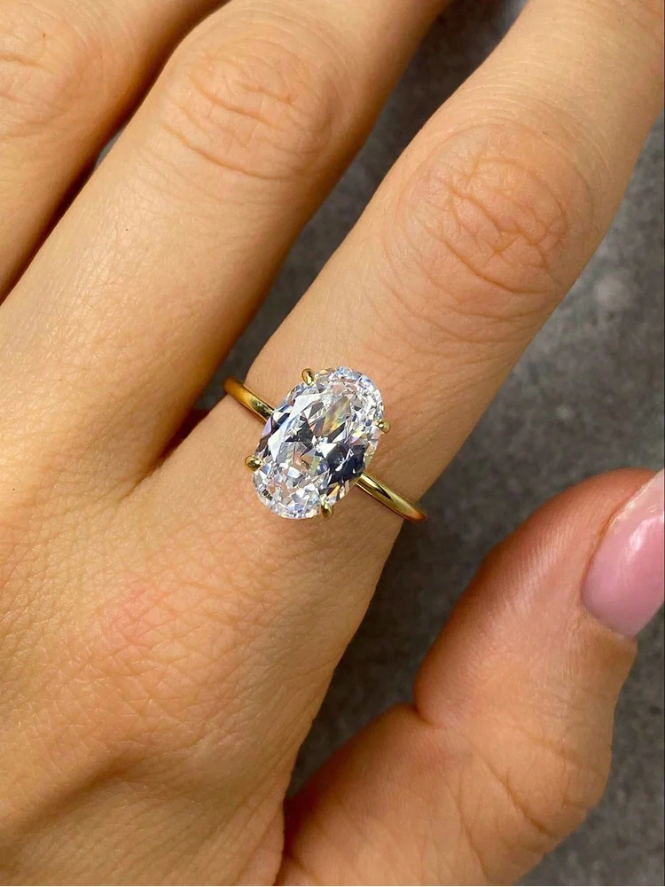 925 Sterling Silve Gorgeous Shiny 1-8CT Zircon Oval Stone Ring For Women Engagement Wedding Luxury High Quality Fine Jewelry view 6