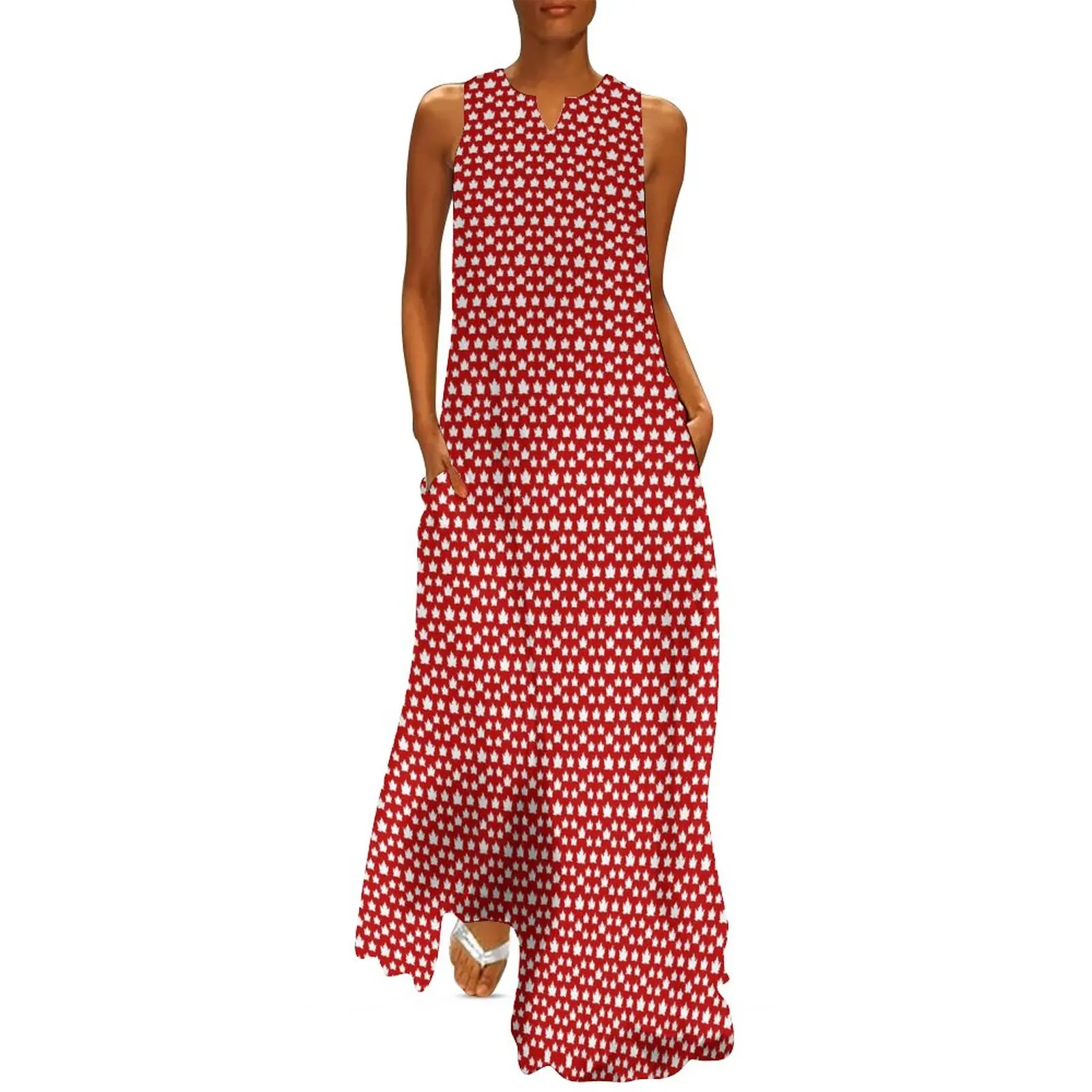 

Fun Flags Dress Spring Canada Flag Aesthetic Bohemia Long Dresses Ladies Cute Maxi Dress Gift