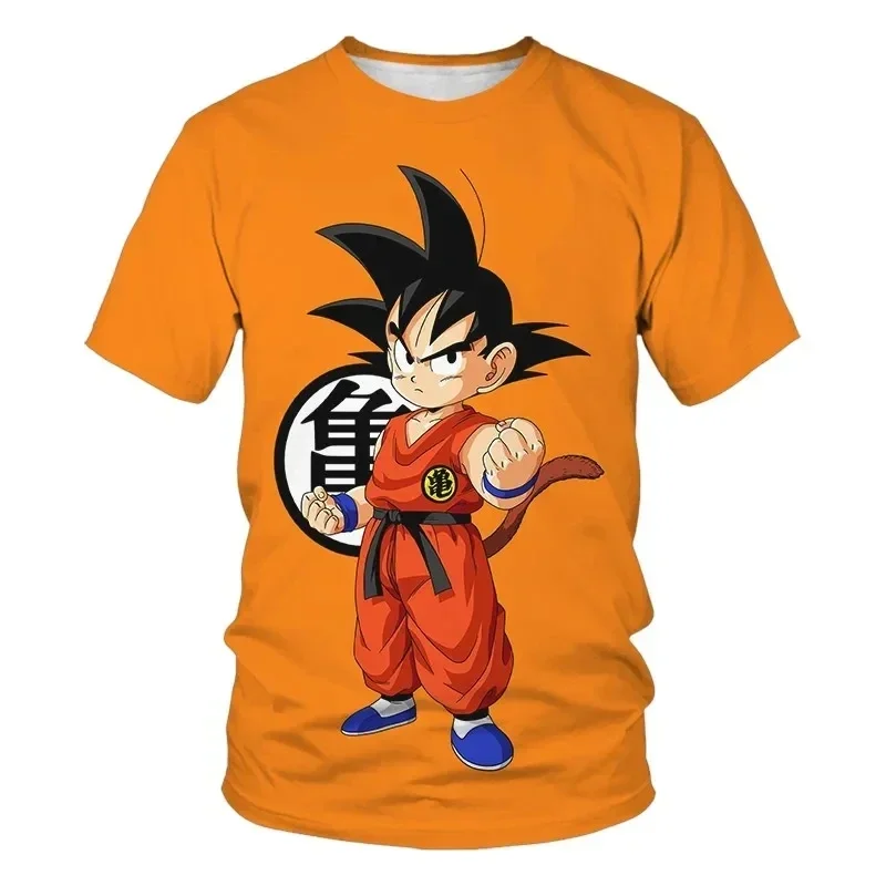 Camisa con estampado 3D de dibujos animados para hombre, ropa Harajuku de Dragon Ball Z para niños, camiseta de manga corta de Goku súper instinto,