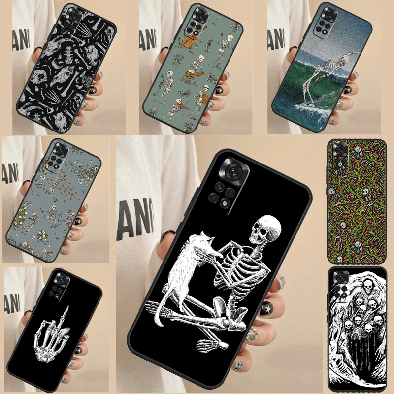 Bones Skeleton Case For Xiaomi Redmi Note 12 Pro 11 Pro 8 9 10 Pro Note 12S 10S 11S 10A 9C 10C 12C Cover