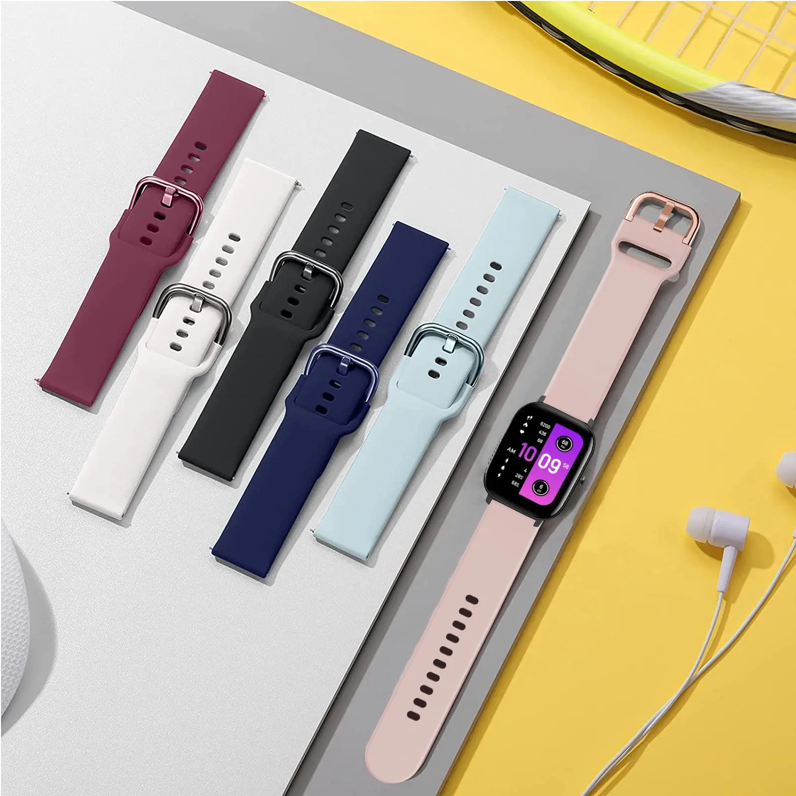 Strap For Amazfit GTS 4/GTS 3, 20mm Soft Silicone Replacement Band For Amazfit GTS 3 Pro/GTS 2/GTS 2e/GTS 2 Mini/Galaxy Watch 4