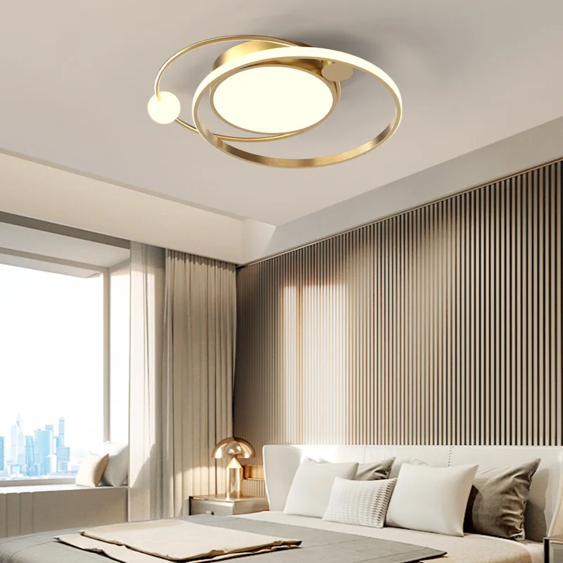 

Creative Round Bedroom Ceiling Light Led Modern Simple Room Ceiling Light Golden Interior Lighting Fixture