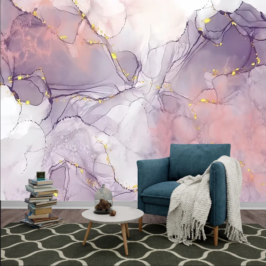 Customize modern blue pink marble fashion line Hotel living room background wall decorate wallpaper papel de parede papier peint