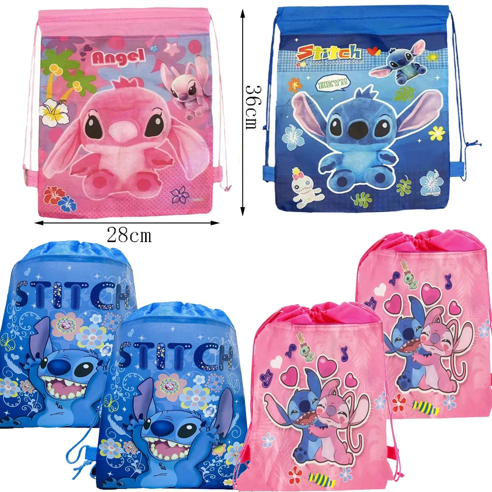 Lilo and Stitch Gift Bag Non-woven Kids Boys Girl Birthday Party Gift Shopping Bag Drawstring Backpack Christmas Party Supplies