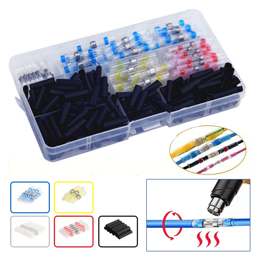 300/600/900pcs Solder Seal-Wire Connectors Insulated Solder Sleeve Connectors Waterproof Heat Shrink Butt Connectors-Self Solder