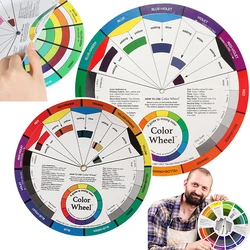 Chromatic Tattoo Mixing Guide Wheel, Círculo de Cores, Sobrancelha, Tatuagens, Esmalte, Maquilhagem, Art Class Teaching Tool, 14 cm, 23cm, 1Pc