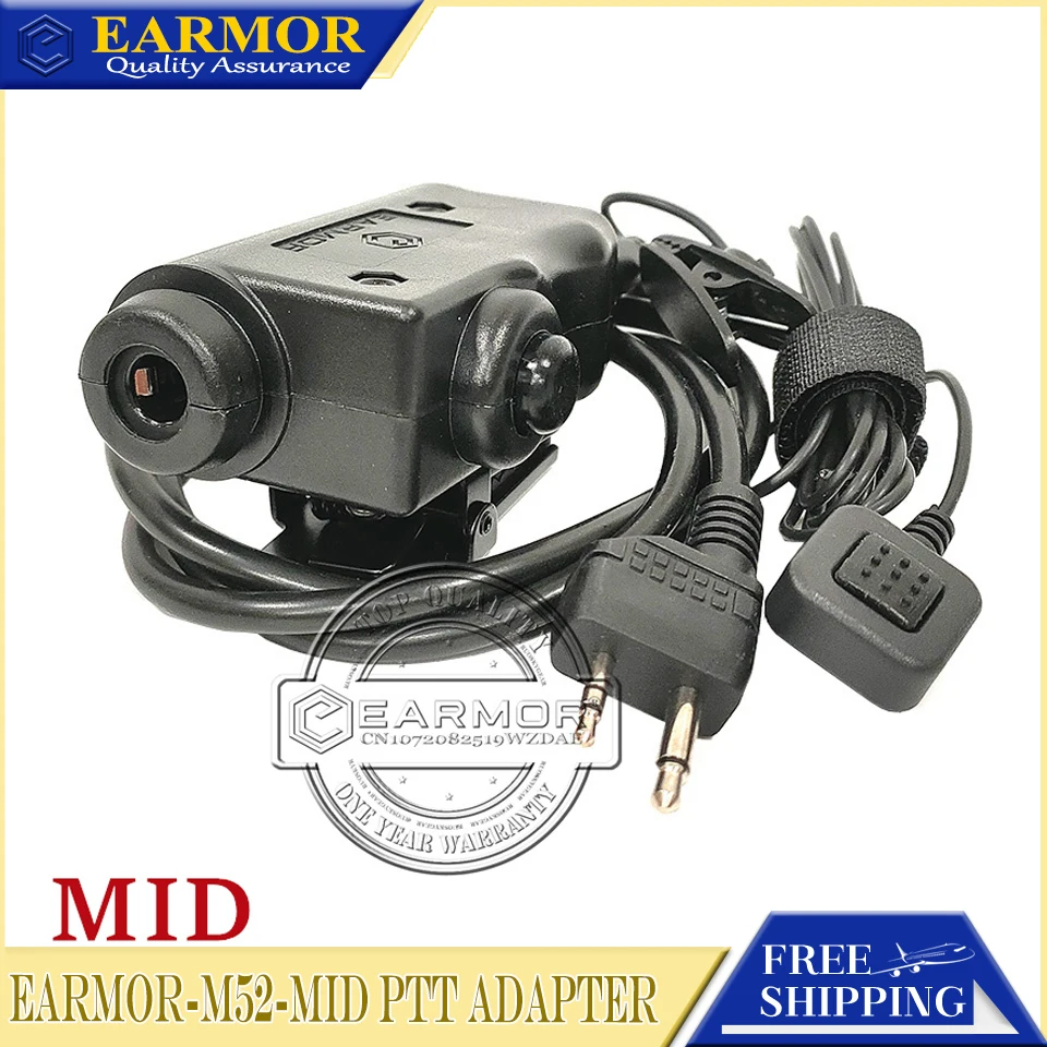EARMOR M52 Push To Talk Tactical Communication Headset PTT Military PTT Adapter Adapter for Airsoft Earmor MSA Sordin/3M Peltor