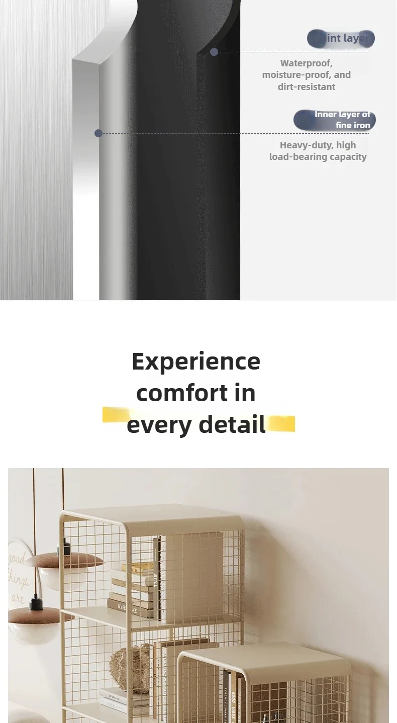 Nordic style Bookcase Multi-Tier Metal Storage Shelf Space Saving Living Room/Kids Book Organizer Sturdy Display Rack for Office