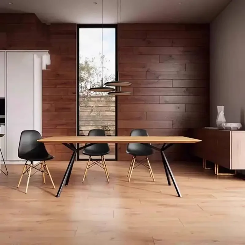 #Minimalist Industrial Dining Table Decor Wood Dinette Clearance Dining Table Console Extending Mobili Arredamento Casa Furnitur