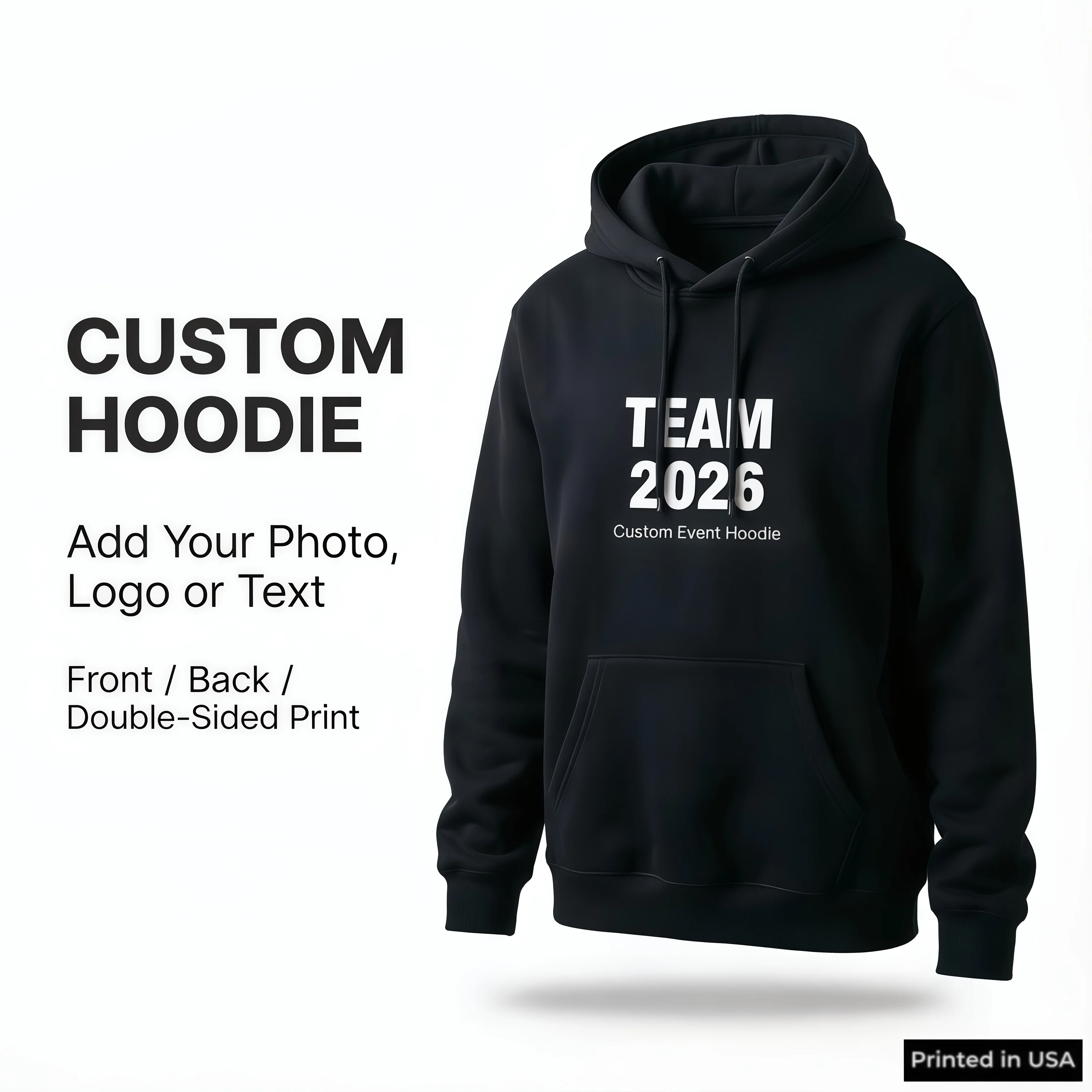 

Custom Hoodie Personalized Unisex Pullover | Photo Logo Text Print Front & Back | Gift for Family Couples Teams