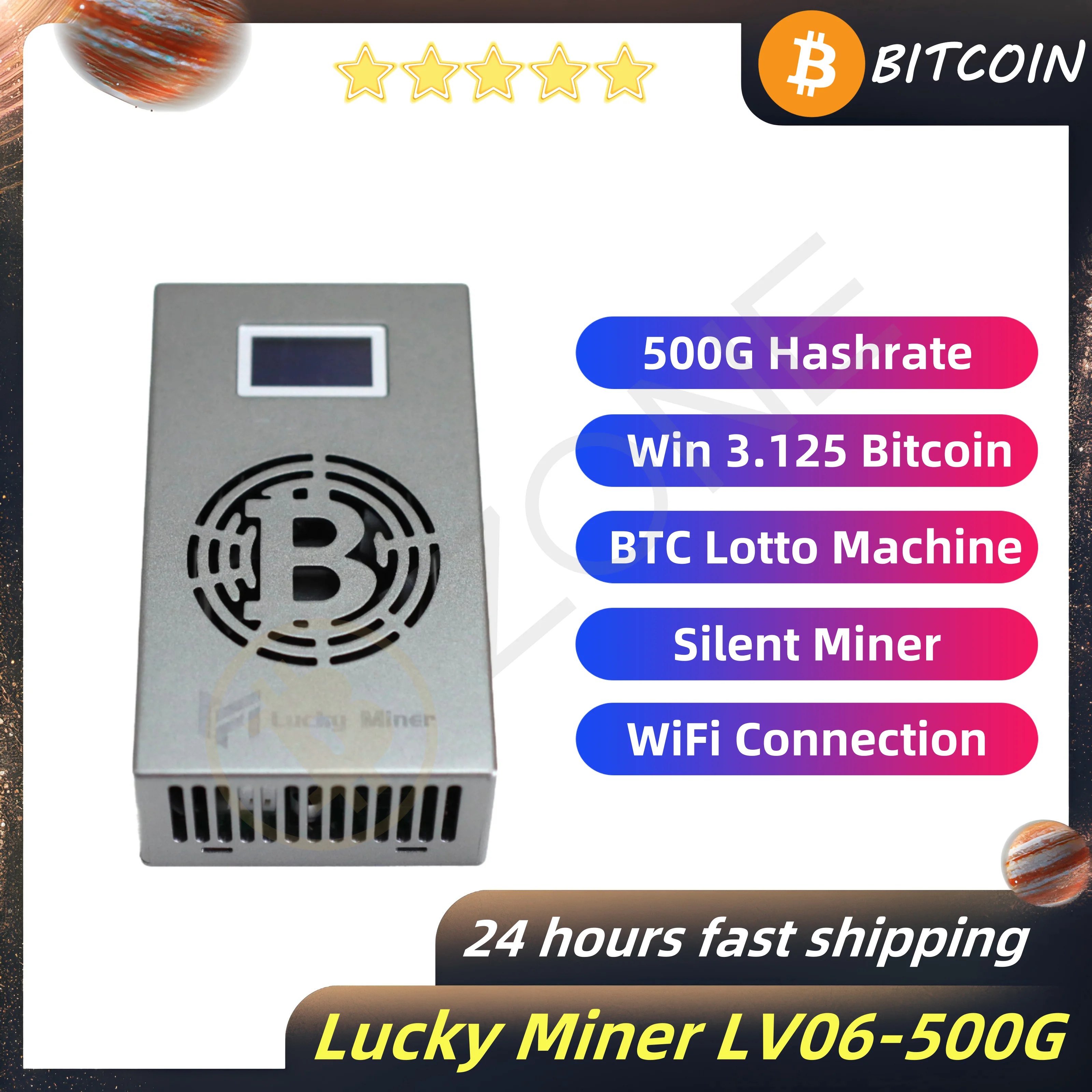 Bitaxe, Модернизированный бесшумный Майнер Lucky miner LV06, Майнер биткоинов на 500 ГГц/с, с Европейской/американской/австралийской/британской системой майнинга