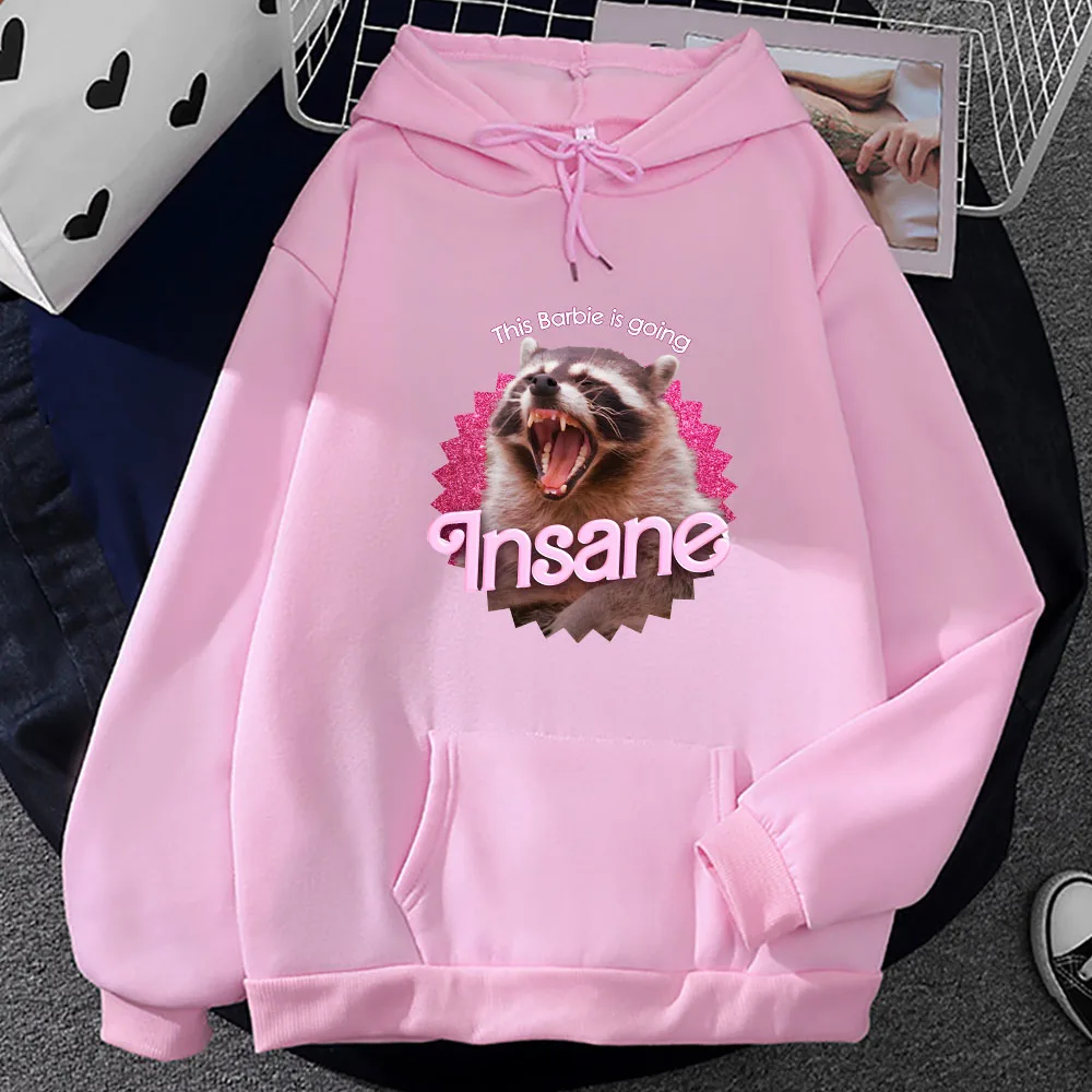 Going Insane Barbenheimer Hot Pink Hoodie Streetwear Autumn Fleece Clothes Loose Casual Hoody Men's Street Sweatshirts