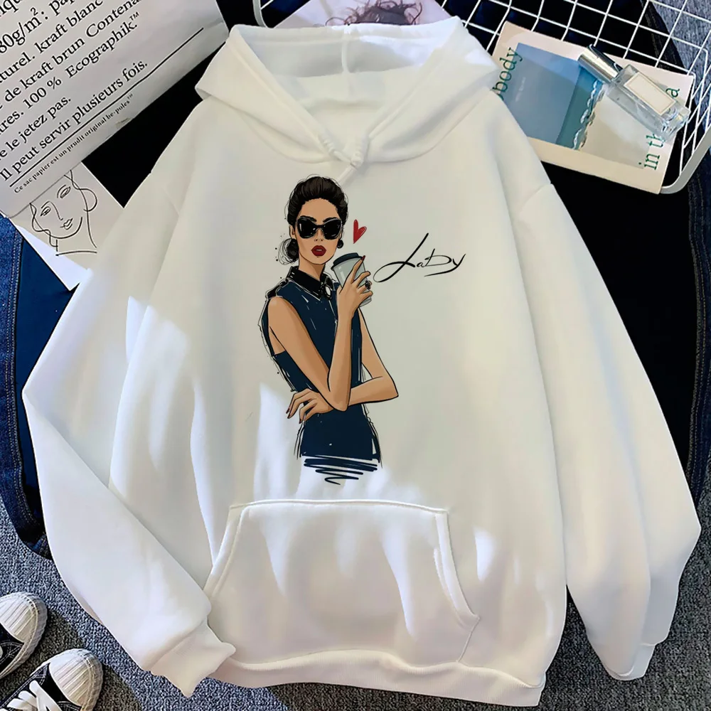 Women Print hoodie streetwear elegant Y2K clothes for teens soft fabric patterned pullover comfortable designer pattern elegant