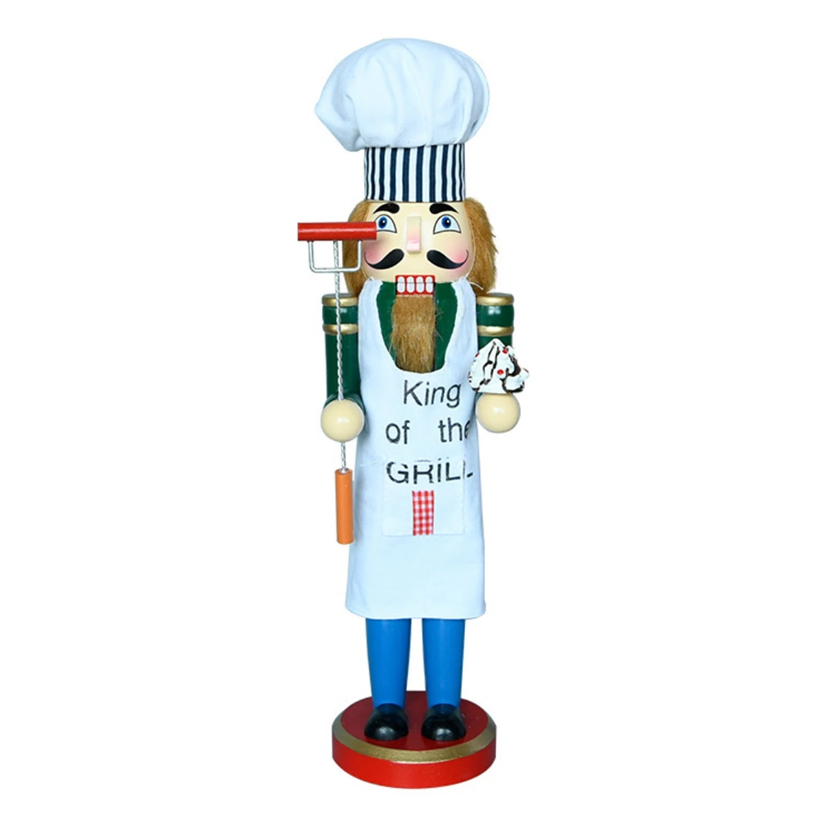 Christmas Wood Chef Nutcracker Ornament Cooking Crafts Ornament for Xmas Festival Party Kitchen Decor Present