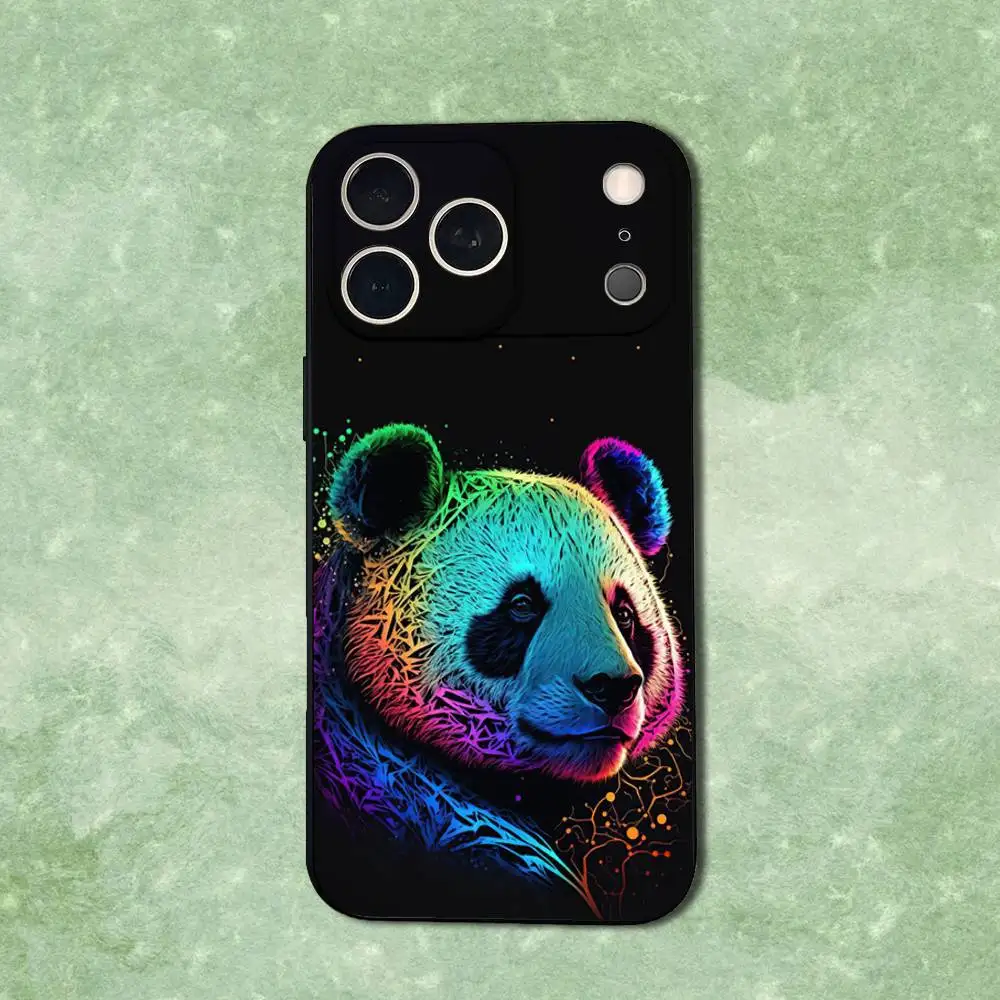 حافظة هاتف على شكل حيوانات فنية بخطوط ملونة لهاتف آيفون 14,13,17,12,11,16,15,Plus,Pro Max,XS,X,XR,SE,Mini,Soft غطاء أسود من السيليكون