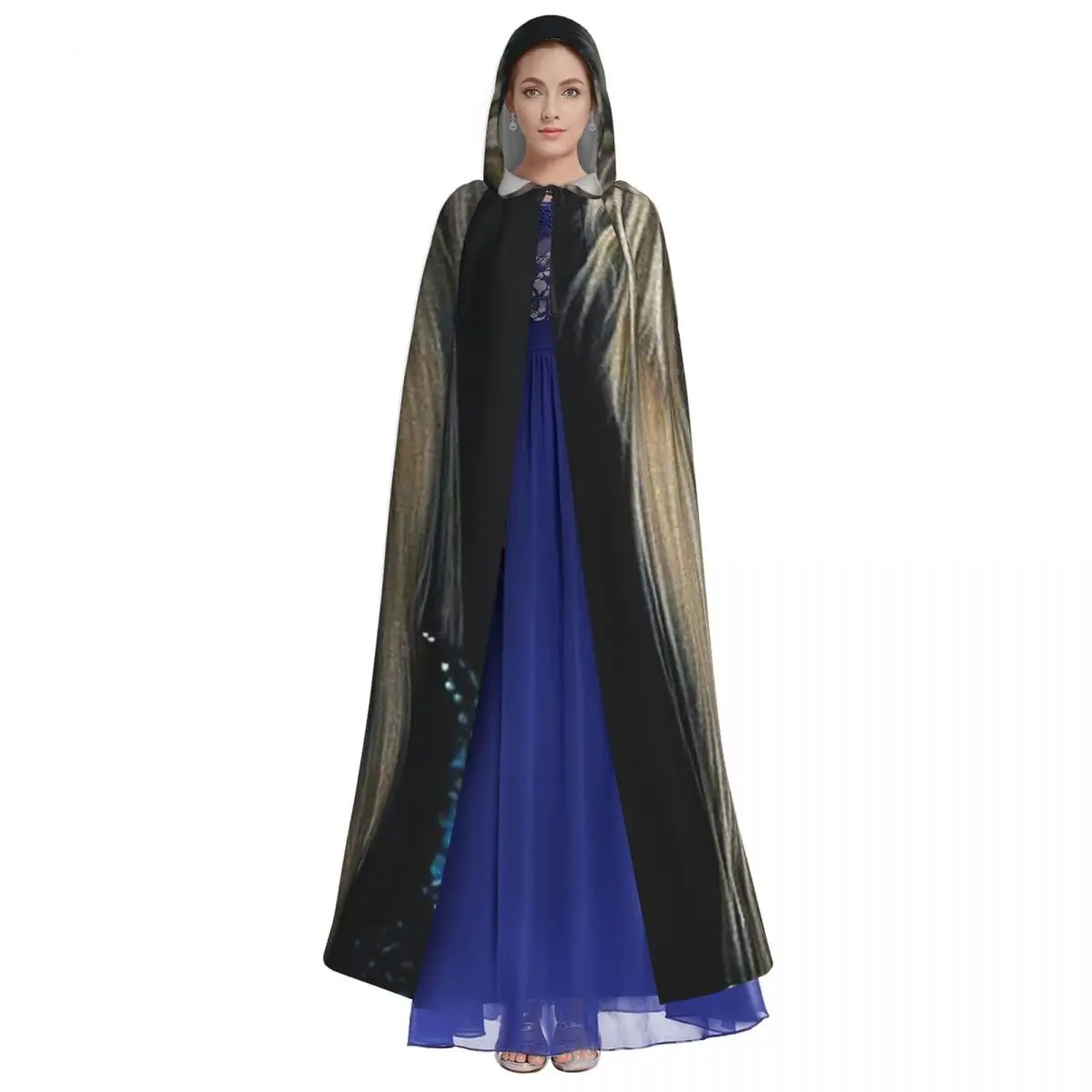 Jareth ملك العفاريت الوقاية في متاهة طويلة مقنعين عباءة الساحرة القرون الوسطى زي تأثيري كيب هالوين مصاص دماء الكبار