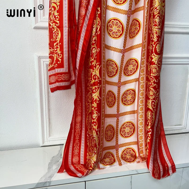 WINYI Dress Length:145cm New Fashion dresses with scarf Bohemia Print Dashiki Women Long kaftan summer Color Pattern robes DRESS