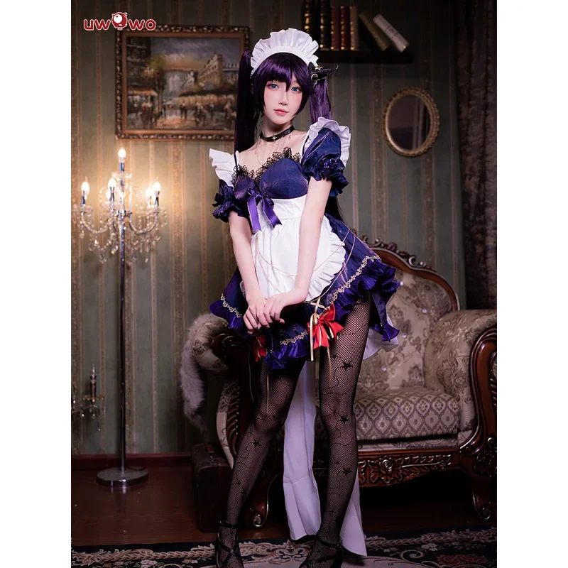 UWOWO Mona Cosplay Maid Costume Game Genshin Impact Cosplay Fanart Exclusive Mona Maid Ver Costume For Girl Kid Outfits