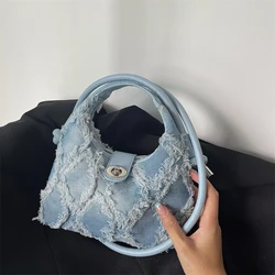 Fashion Design Ladies Tassel Crossbody Bags Simple Female Small Clutch Purse Handbags Retro Denim Women's Hobos Shoulder Bag