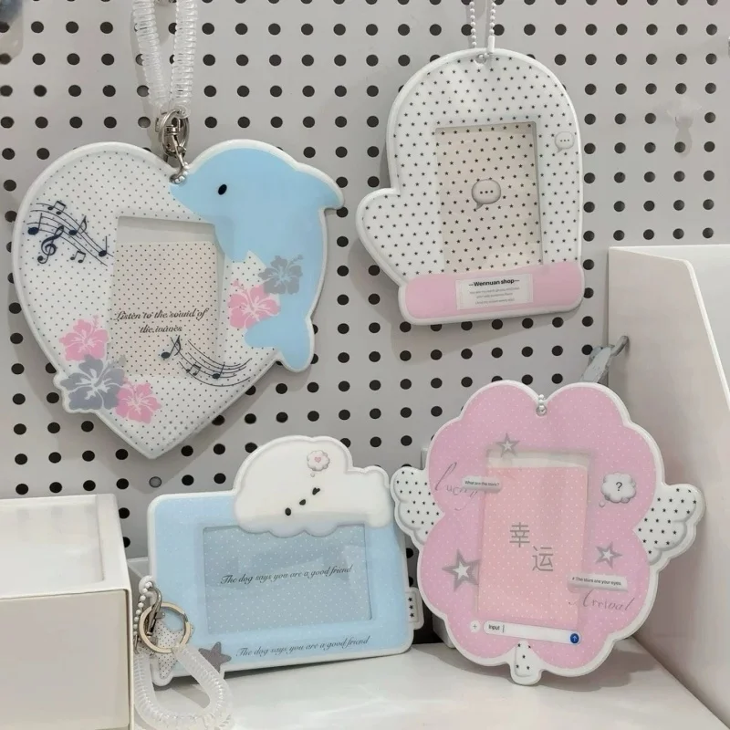 Original Design Summer Cheery Smoothie PVC Picture Frames with Chain Cute Ice Cream Photocard Holder for 3 Inch Kpop Card 2024