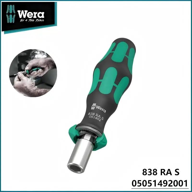 

WERA 05051492001 838 RA S Отвертка с храповым механизмом — 1/4 дюйма, магнитная, вперед/назад, легкая ручка-подставка