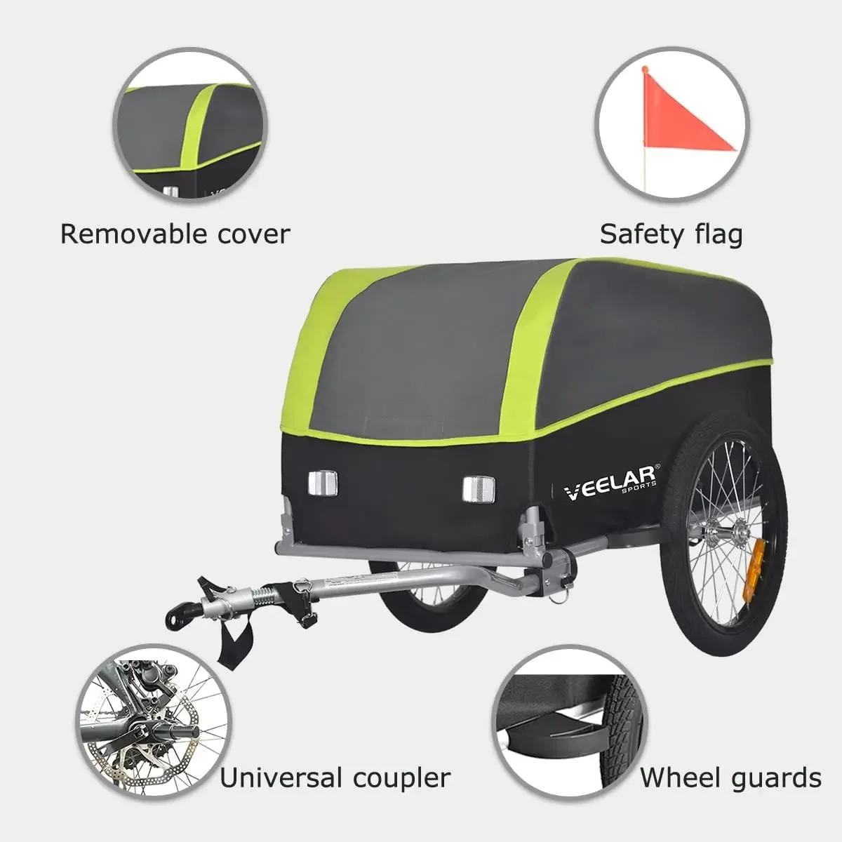 Cargo Bike Trailer, Bicycle Utility Luggage Cart Carrier, Multiple Colors