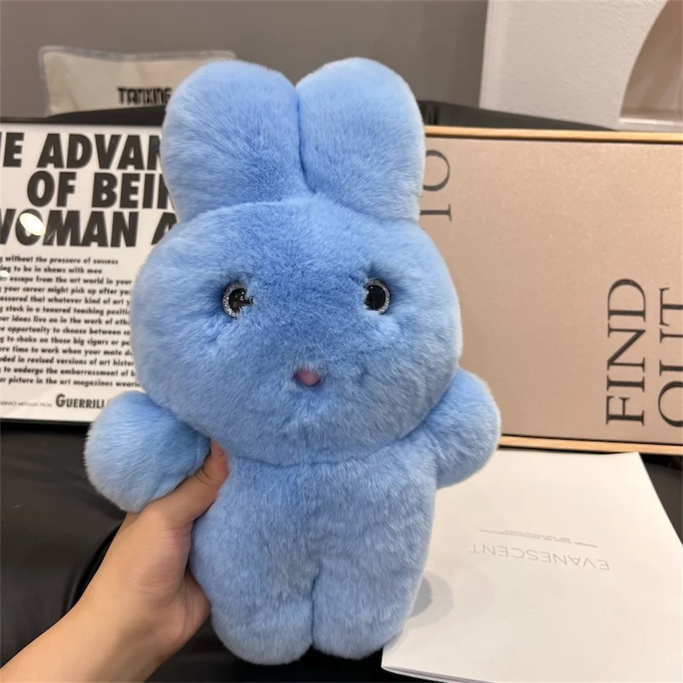 High Quality Rabbit Real Rex Rabbit Fur Doll Stuffed Animals Fluffy soft Bunny Tost Doll Pollow Kids Lovers Birthday Gift