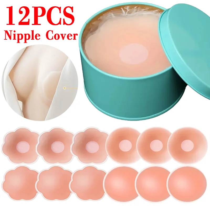 6/12PCS Invisible Self Adhesive Chest Paste Reusable Sticker Breast Petal Strapless Lift Up Bra Pad Silicone Petal Nipple Cover