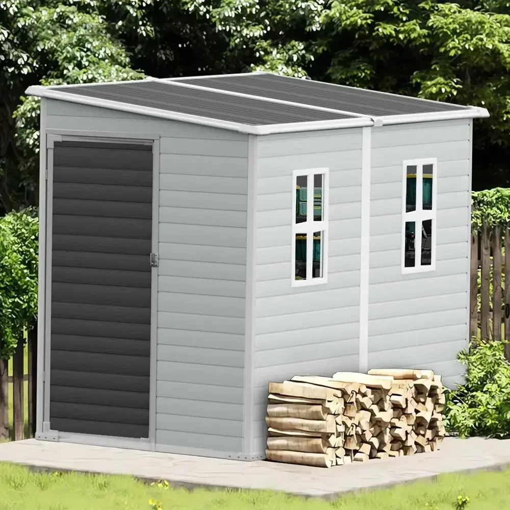 Grey Outdoor Storage Shed with Floor, Weather-resistant for Backyard, Patio, Poolside, and Bike Storage