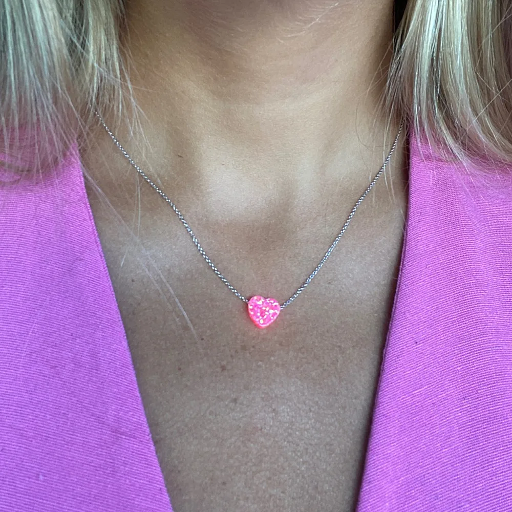 Collar con Colgante de Ópalo en Forma de Corazón Rosa, Cadena de Acero Inoxidable en Color Oro y Plata, Joyería, Regalos para Novia