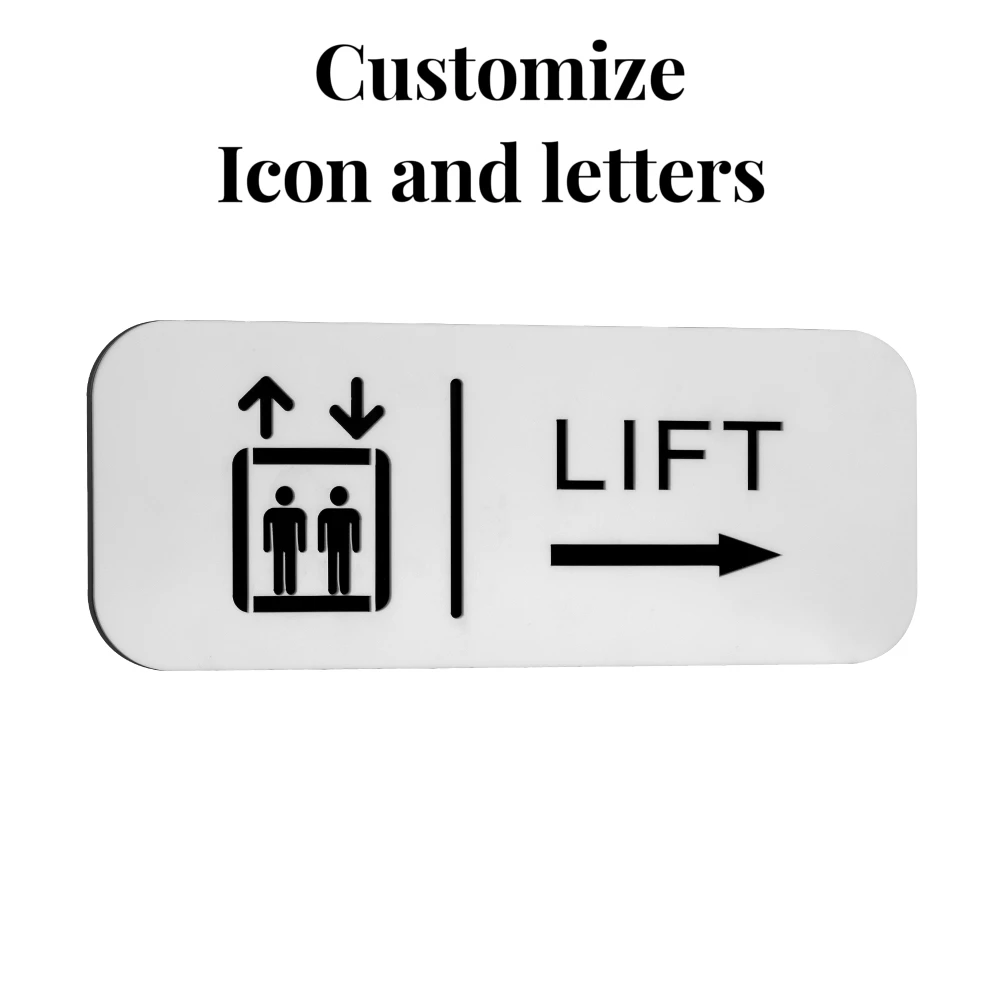 Nowoczesny akrylowy Sympol windy toaletowej z ikoną i tabliczkami z indeksem strzałek dostosowują litery ikony do biurowego hotelowego sklepu