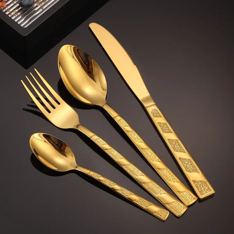 Premium Stainless Steel Western Cutlery Set - High-End Steak Knife, Fork, Spoon & Dessert Spoon, INS Style