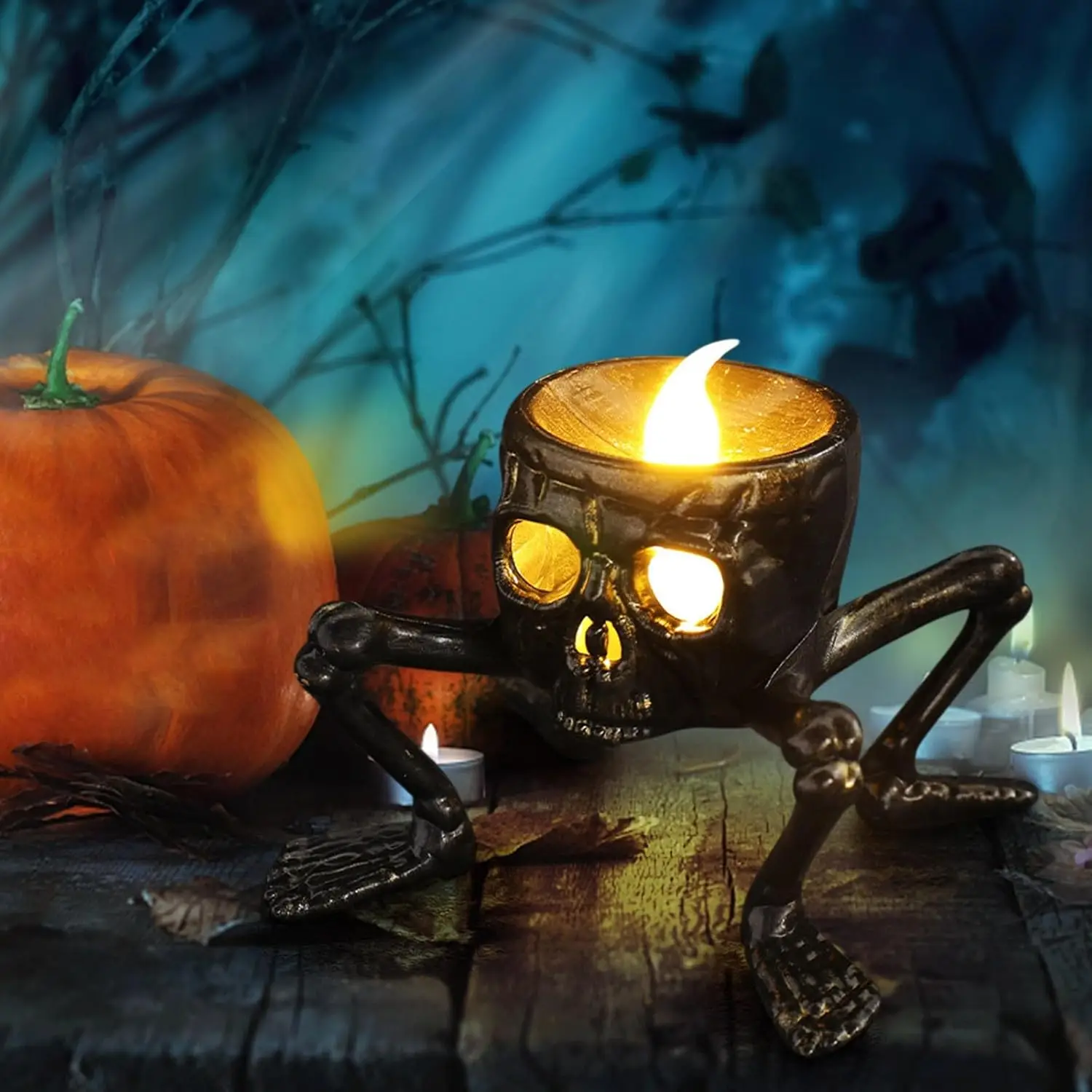 Halloween LED Skull Hand Lantern Light Ghost Lamp Candle Flameless Tea Lights Candle Halloween Party Home Decoration