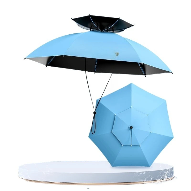 

Double umbrella hat, windproof and rainproof, fishing head-mounted sunscreen, large overhead umbrella.