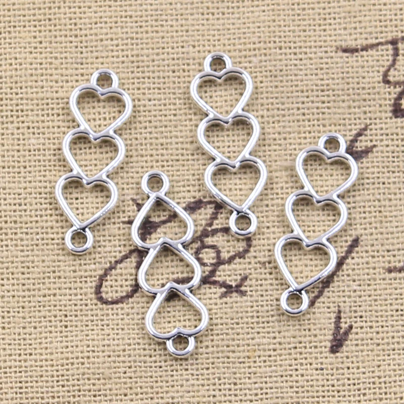 40 sztuk Charms serce złącze linkowe 24x8mm antyczne srebro kolorowe wisiorki DIY rzemiosło dokonywanie ustaleń Handmade biżuteria tybetańska